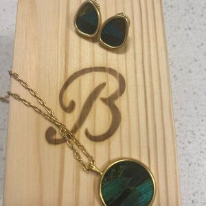 Brackish Peacock Necklace and Earring Set